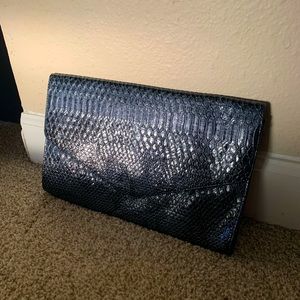 Black Faux Animal Skinned Clutch